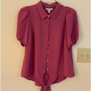 Nine West button up blouse with tie bottom